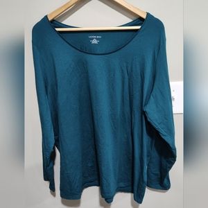 Land's End  Women's Green Pullover Boat Neck Long Sleeve T-shirt, 2XL (20W-22W)